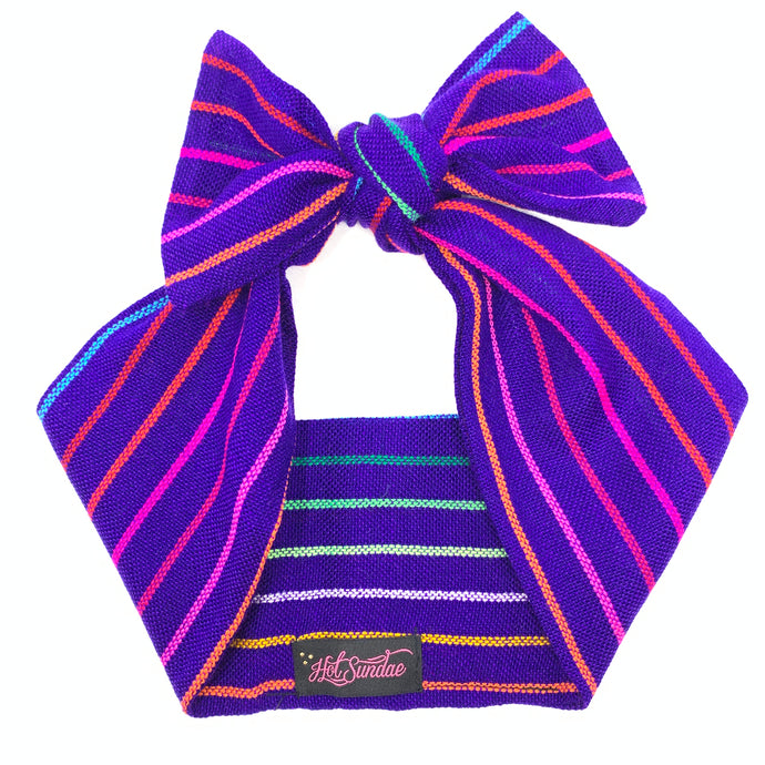 Sarape Head Wrap - Purple Rainbow Stripe