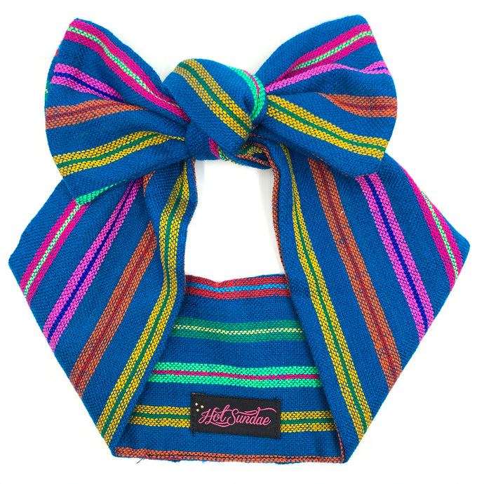 Sarape Head Wrap - Blue Jewel Stripe