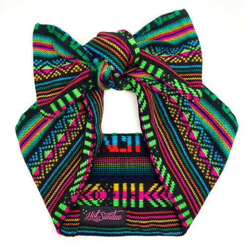 Sarape Head Wrap - Black Azteca Multi