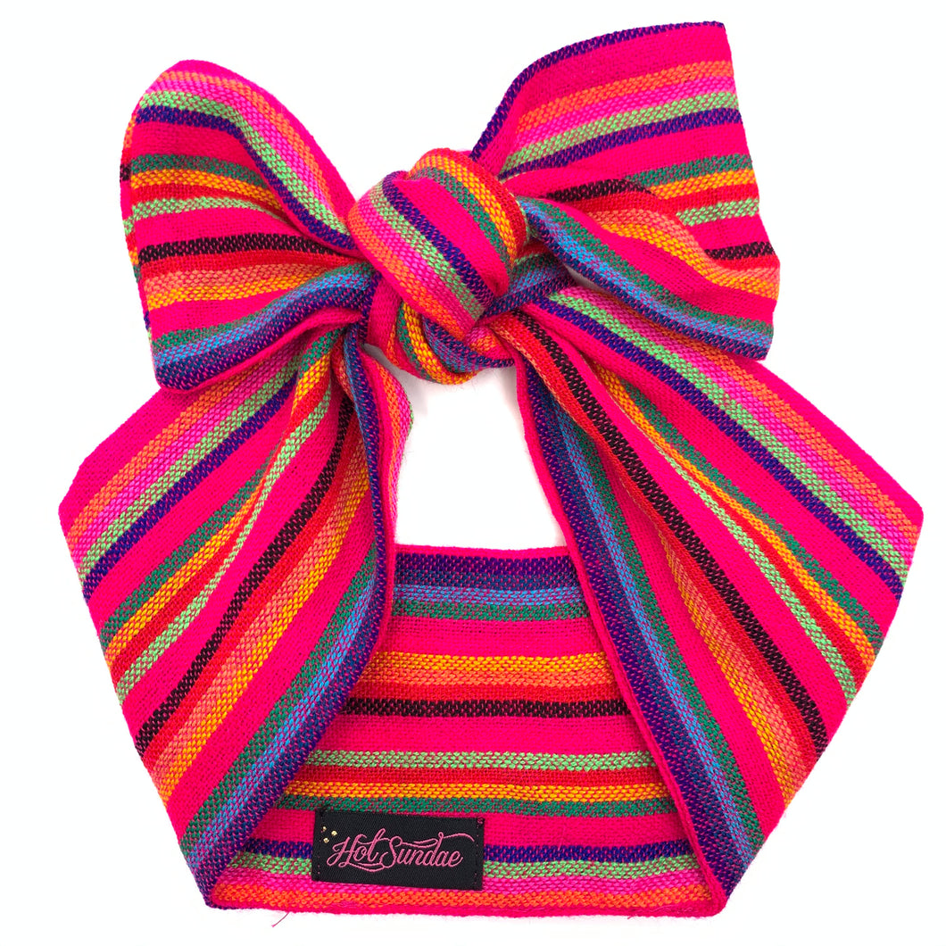 Sarape Head Wrap - Pink Multi Stripe