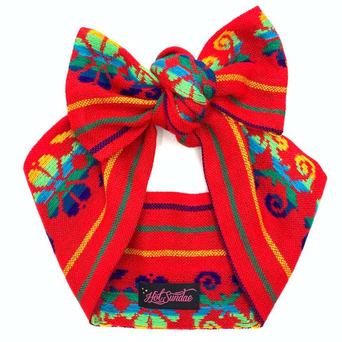 Sarape Head Wrap - Red Flower