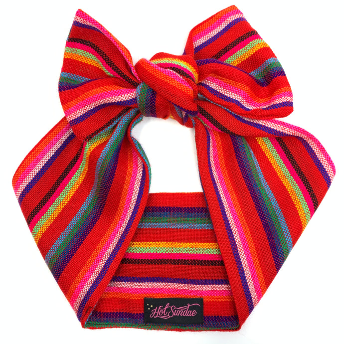 Sarape Head Wrap - Red Stripe