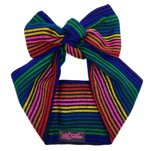 Sarape Head Wrap - Blk Rainbow