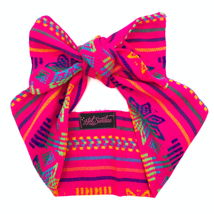 Sarape Head Wrap - Hot Pink Snowflake