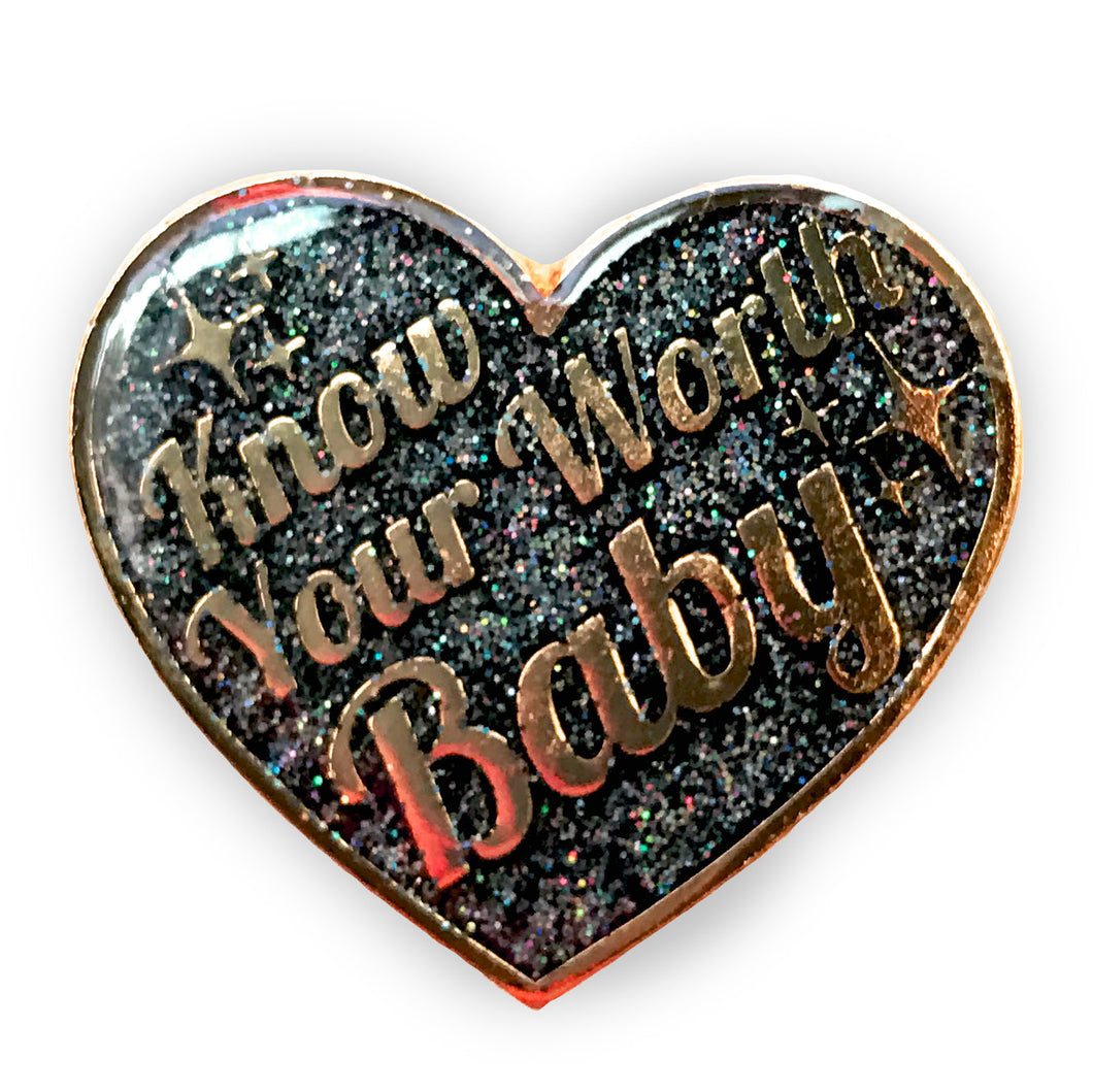 Know Your Worth Baby Pin - Black