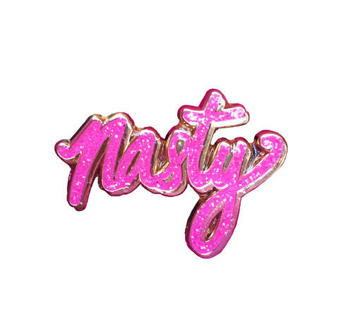 NASTY pin- Pink Glitter