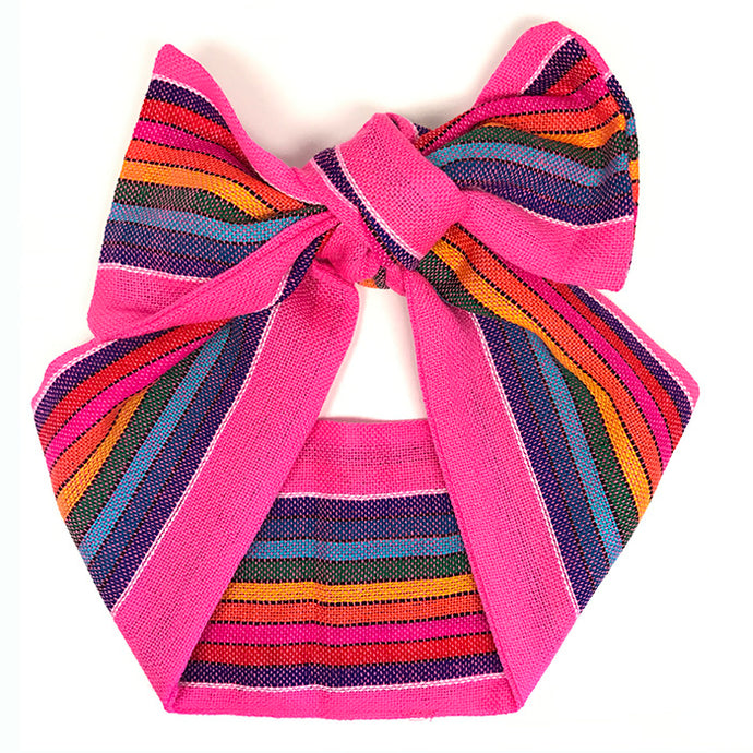 Sarape Head Wrap - Hot Pink Rainbow