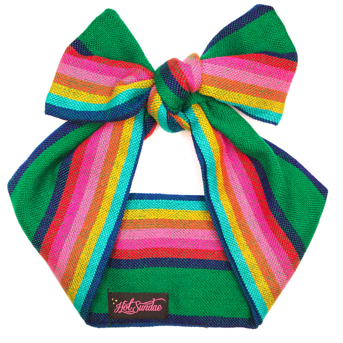 Sarape Head Wrap - Green Stripe