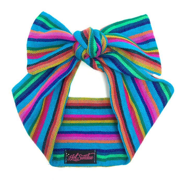Sarape Head Wrap - Blue Stripe