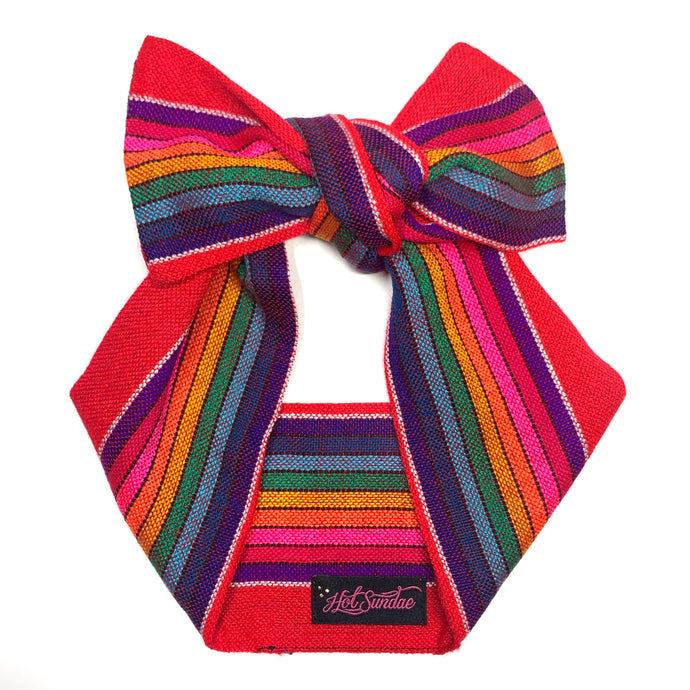 Sarape Head Wrap - Red Rainbow