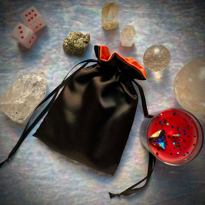 Satin Bag - Black/Coral