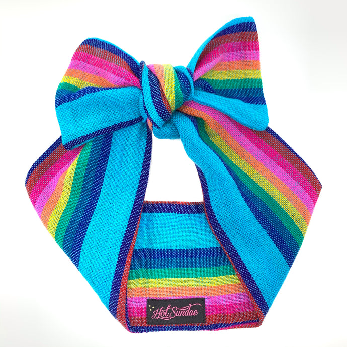 Sarape Head Wrap - Rainbow Azul