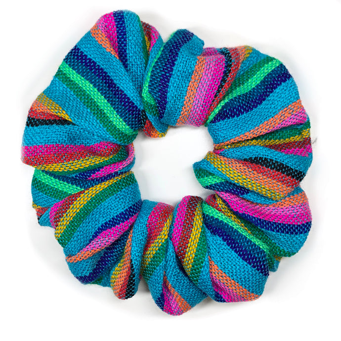 Sarape Scrunchie - Teal Stripe