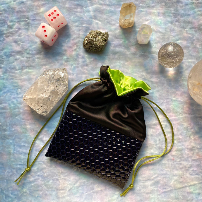 Satin Bag - Black/Green
